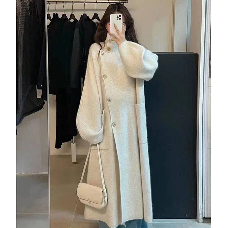 Women Mid-length Turtleneck Knitting Wool Coat - Xmaker