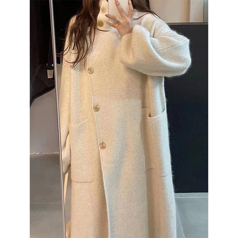 Women Mid-length Turtleneck Knitting Wool Coat - Xmaker