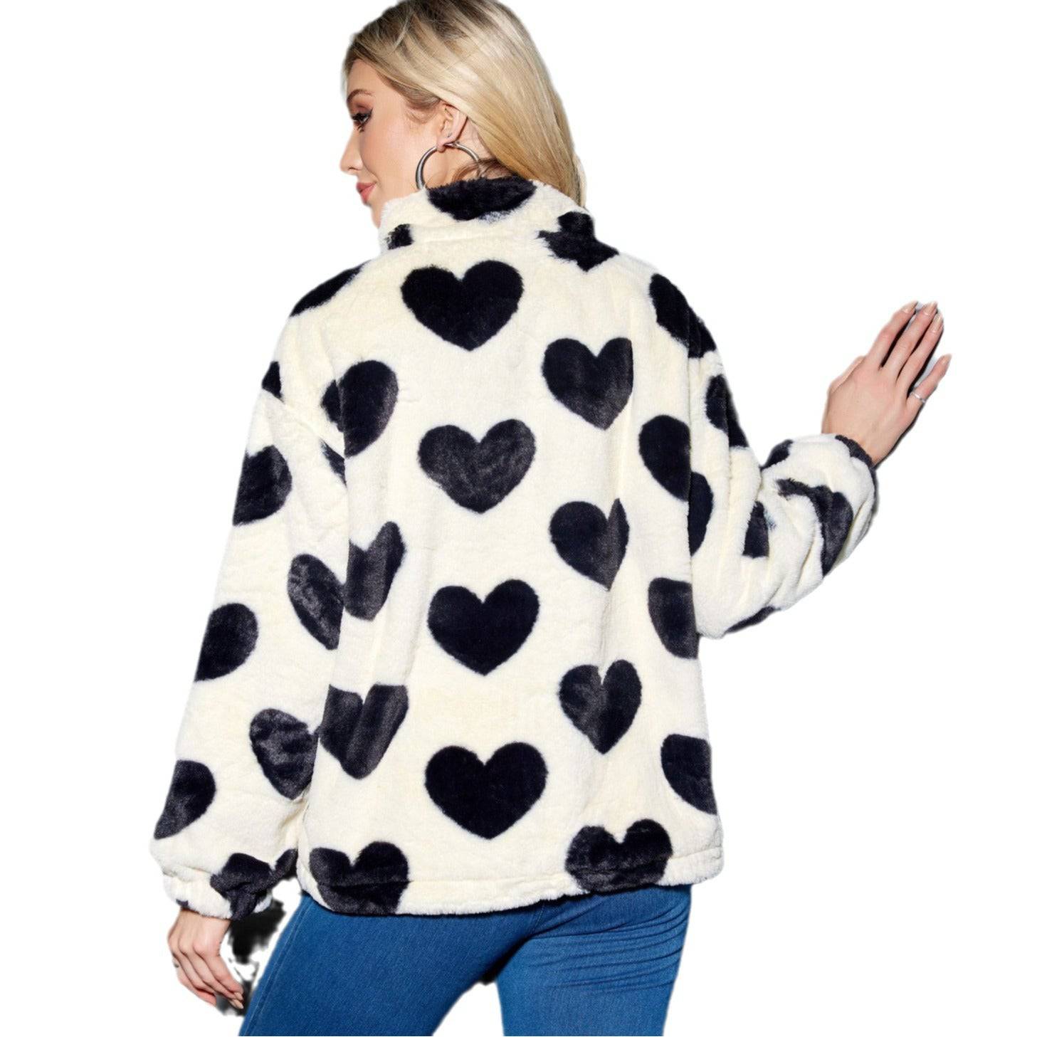 Heart-shaped Zipper Thermal Coat For Women - Xmaker