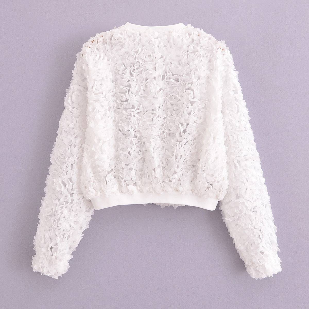 Women's Flower Lace Cropped Zipper Jacket - Xmaker