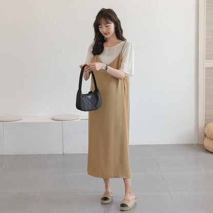Summer maternity dress to cover the belly two-piece suspender skirt - Xmaker