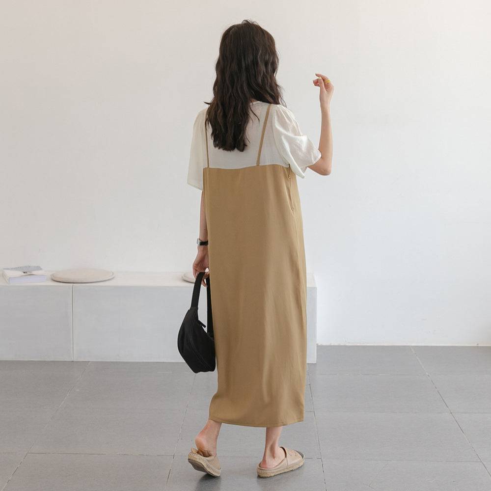 Summer maternity dress to cover the belly two-piece suspender skirt - Xmaker