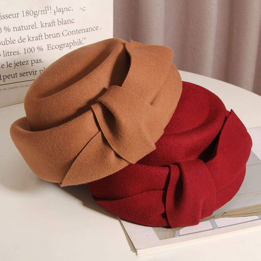 Wool Woolen Hat Bowknot Beret - Xmaker