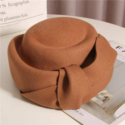 Wool Woolen Hat Bowknot Beret - Xmaker