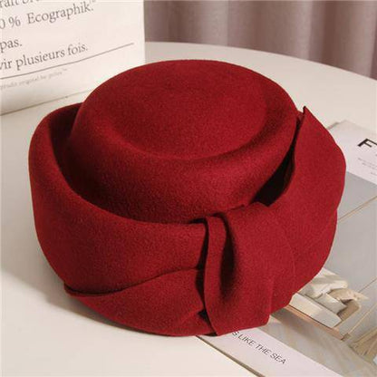 Wool Woolen Hat Bowknot Beret - Xmaker