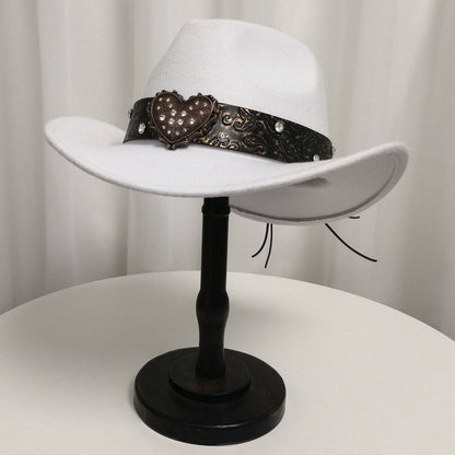 Women's Western Cowboy Hat Love Decorative Chain Top Hat - Xmaker