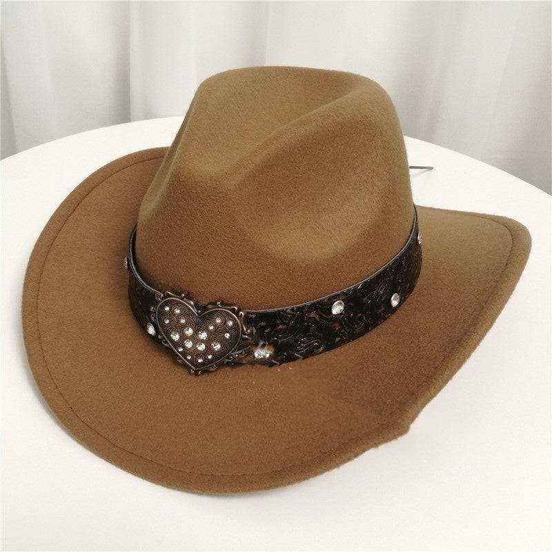 Women's Western Cowboy Hat Love Decorative Chain Top Hat - Xmaker