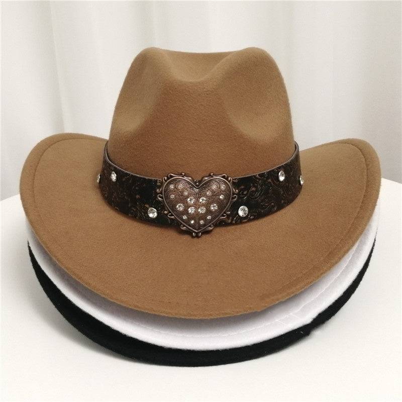 Women's Western Cowboy Hat Love Decorative Chain Top Hat - Xmaker