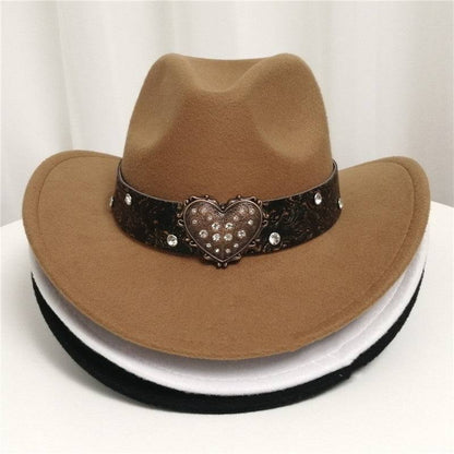 Women's Western Cowboy Hat Love Decorative Chain Top Hat - Xmaker