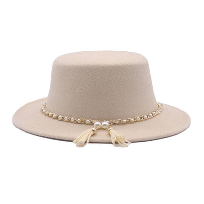 Flat Brim Top Hat Women Flat Top Woolen Hat - Xmaker