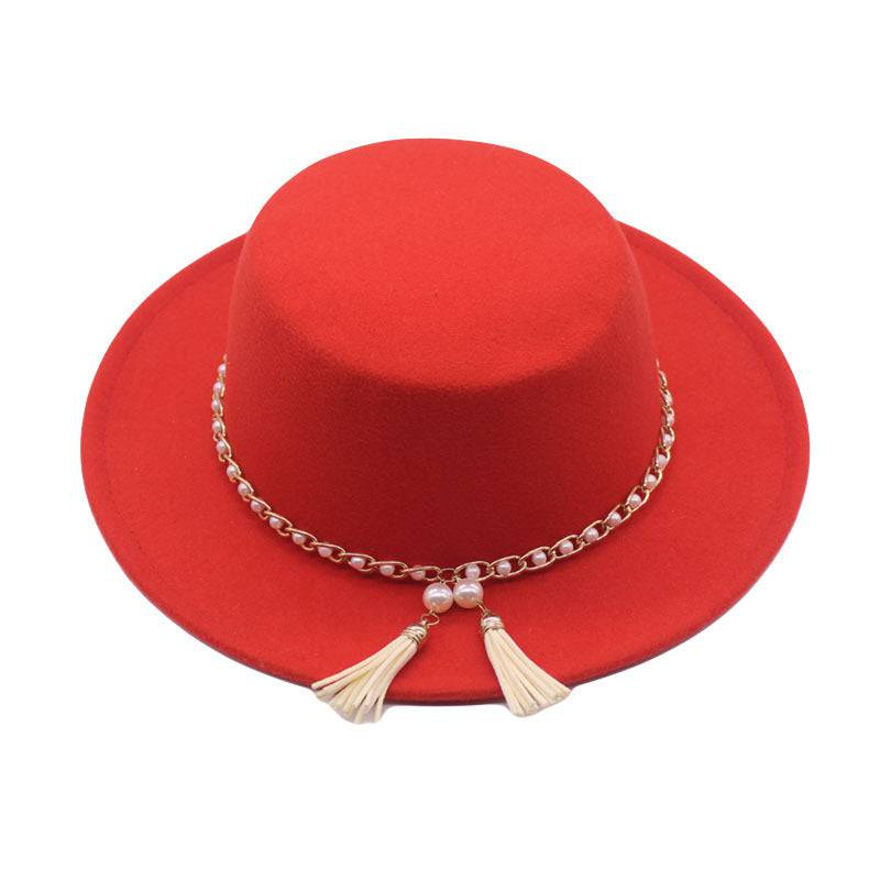 Flat Brim Top Hat Women Flat Top Woolen Hat - Xmaker