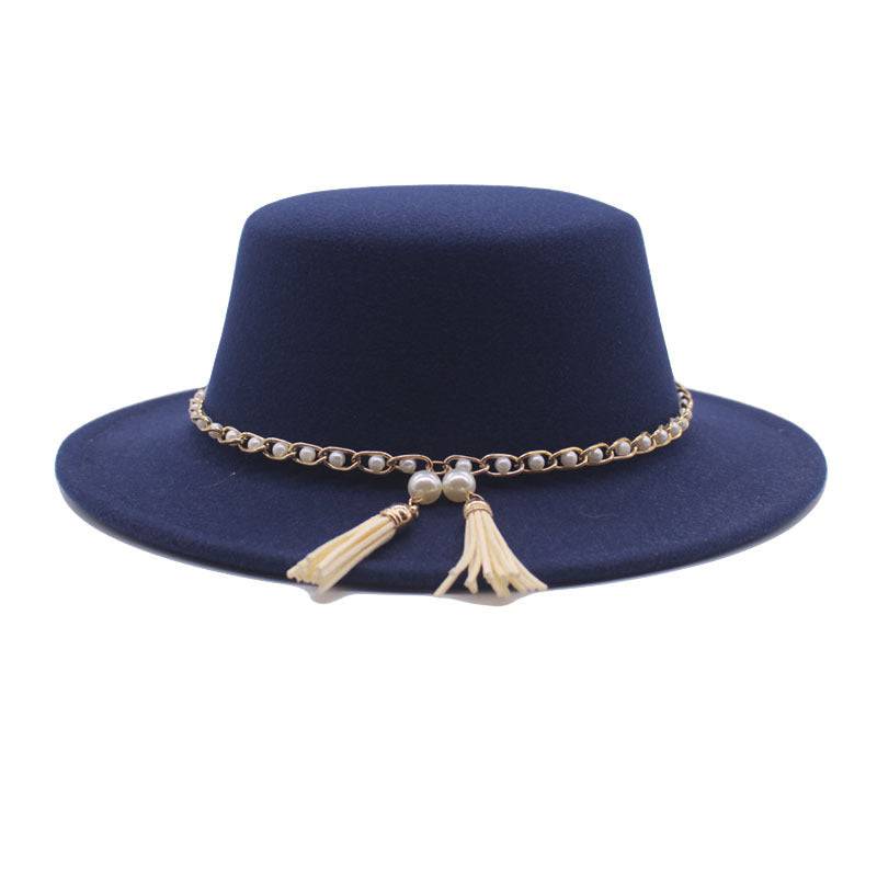 Flat Brim Top Hat Women Flat Top Woolen Hat - Xmaker