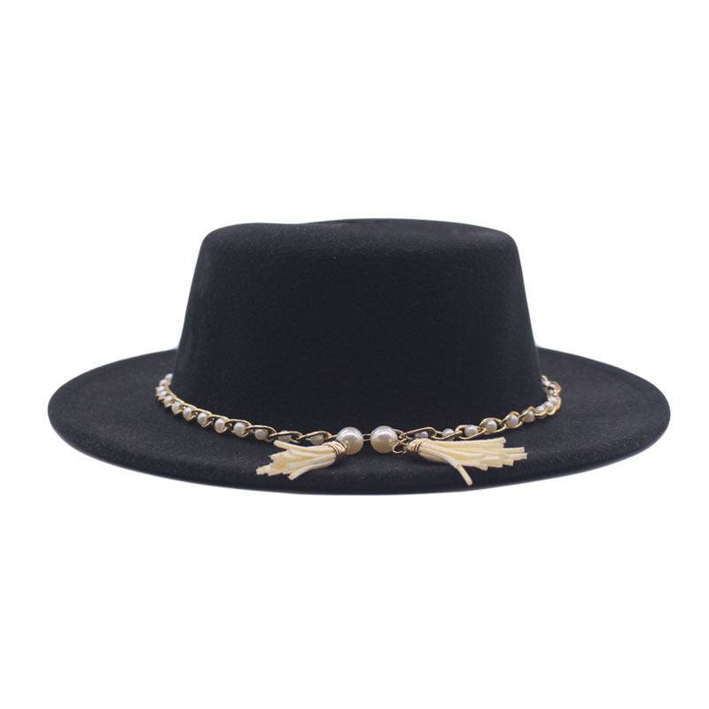 Flat Brim Top Hat Women Flat Top Woolen Hat - Xmaker