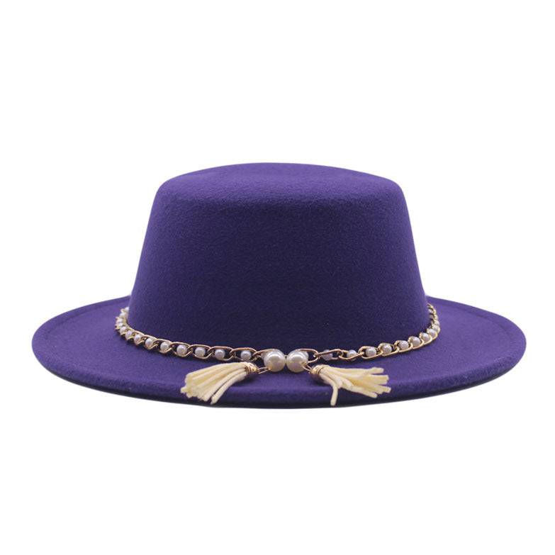 Flat Brim Top Hat Women Flat Top Woolen Hat - Xmaker