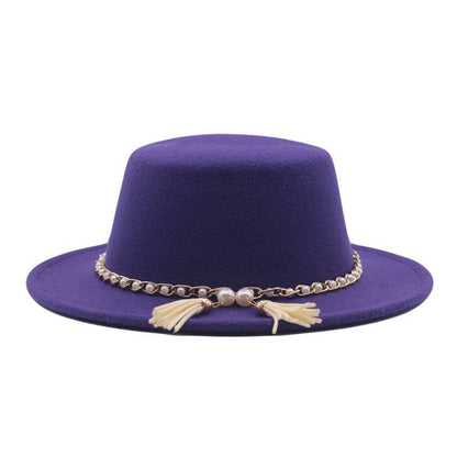 Flat Brim Top Hat Women Flat Top Woolen Hat - Xmaker