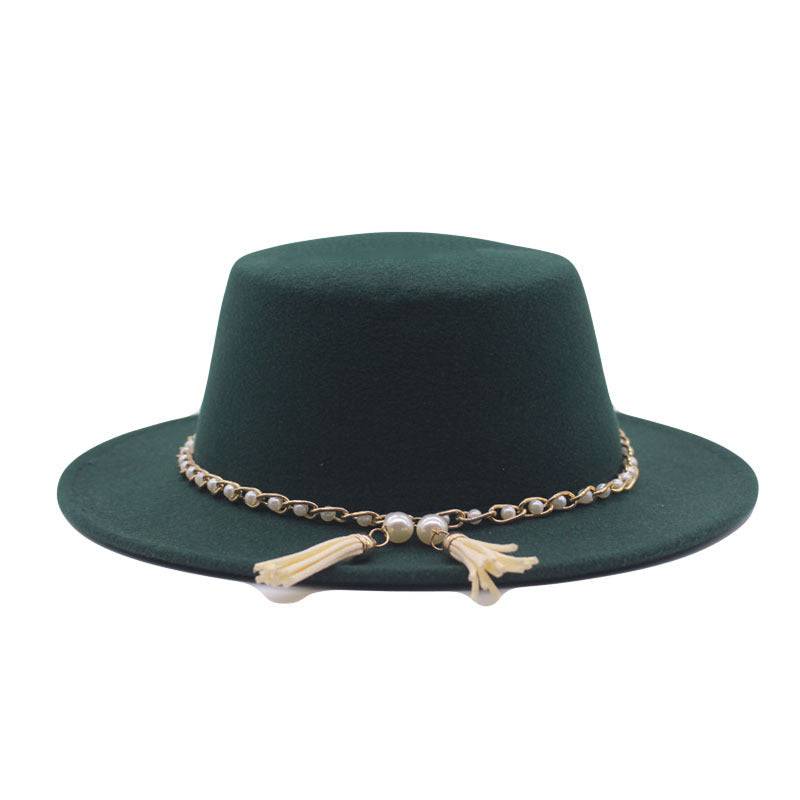 Flat Brim Top Hat Women Flat Top Woolen Hat - Xmaker