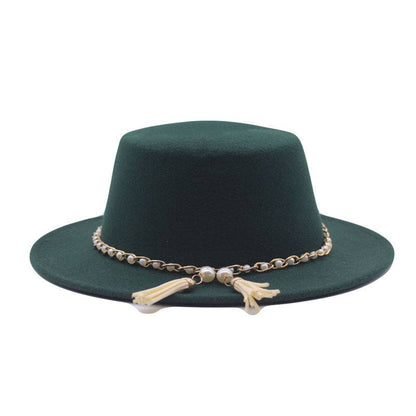 Flat Brim Top Hat Women Flat Top Woolen Hat - Xmaker