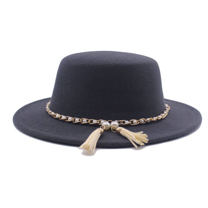 Flat Brim Top Hat Women Flat Top Woolen Hat - Xmaker