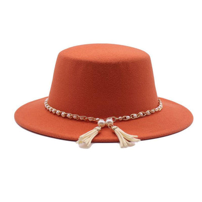 Flat Brim Top Hat Women Flat Top Woolen Hat - Xmaker