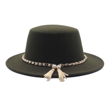 Flat Brim Top Hat Women Flat Top Woolen Hat - Xmaker