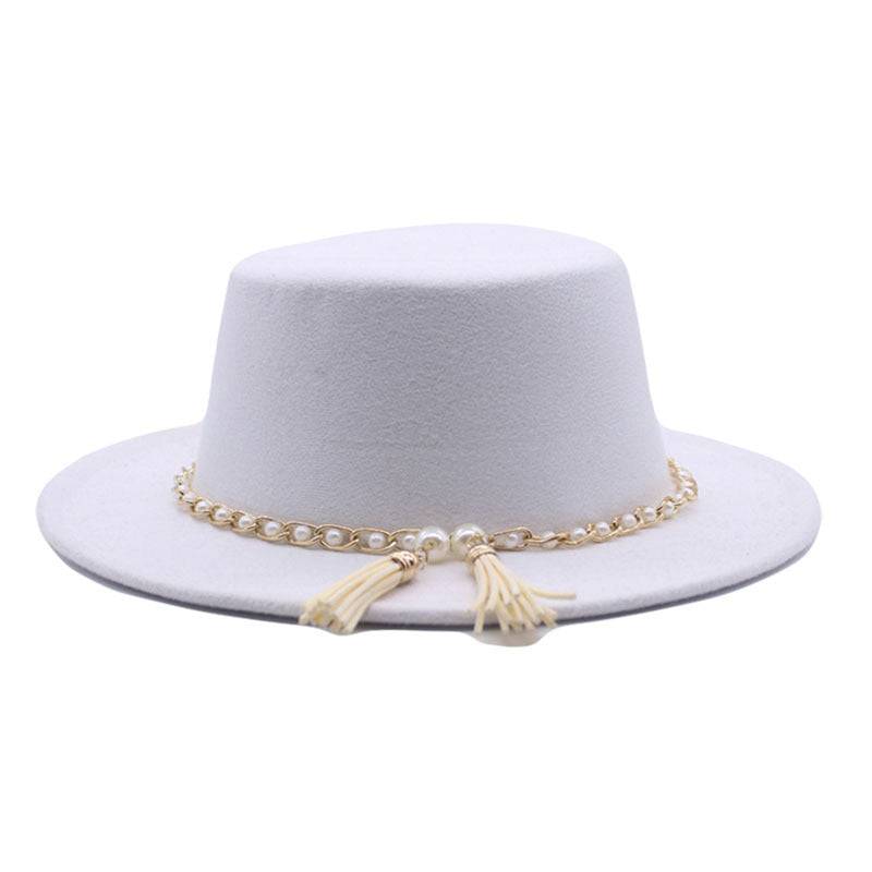 Flat Brim Top Hat Women Flat Top Woolen Hat - Xmaker