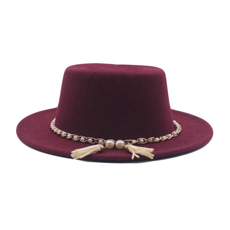 Flat Brim Top Hat Women Flat Top Woolen Hat - Xmaker