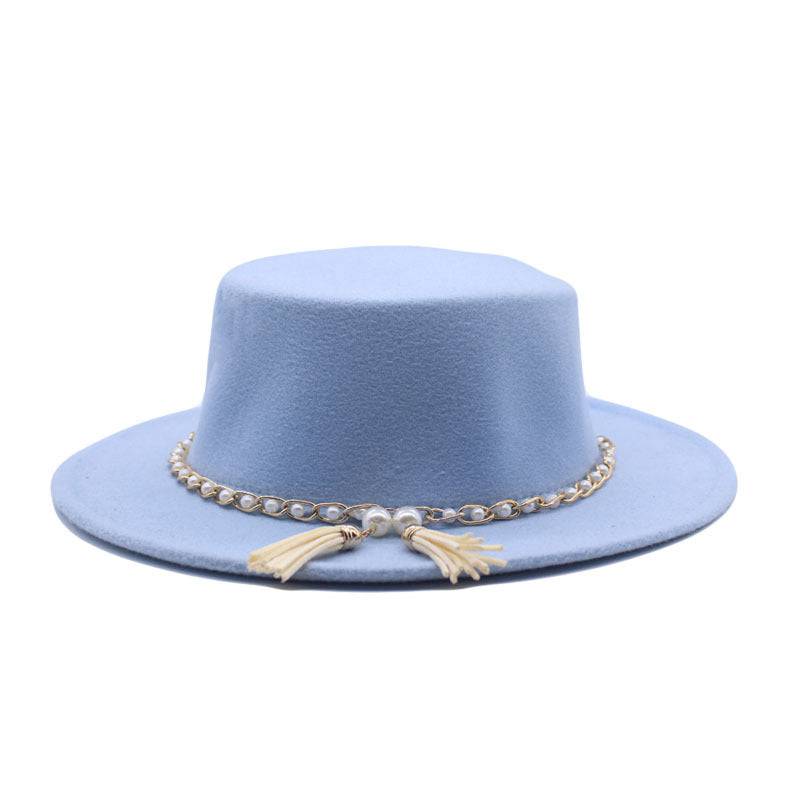 Flat Brim Top Hat Women Flat Top Woolen Hat - Xmaker