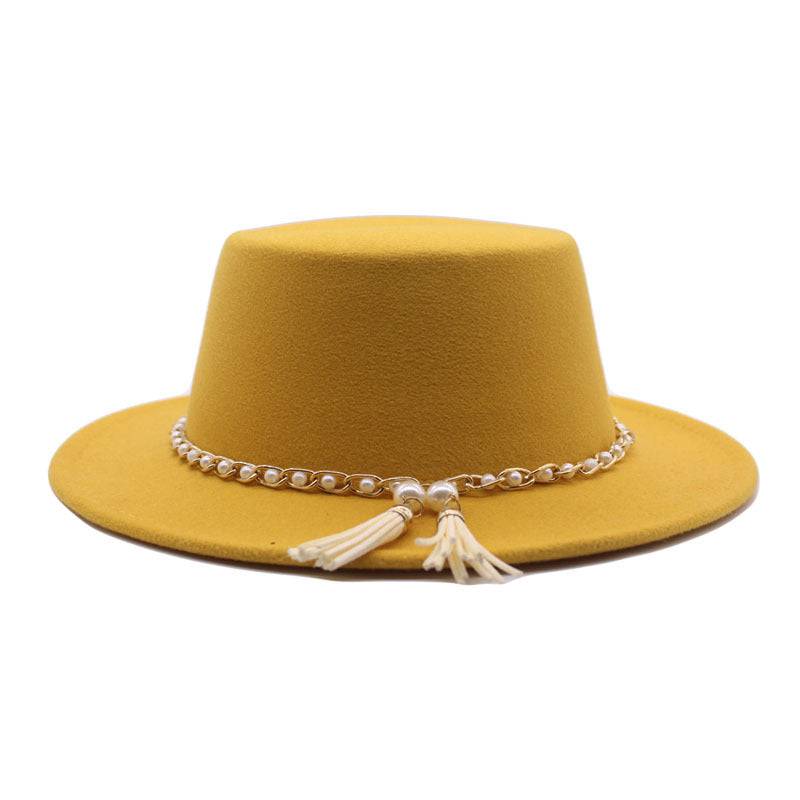 Flat Brim Top Hat Women Flat Top Woolen Hat - Xmaker