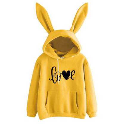 Hooded Rabbit Sweater Love Loose Casual Top - Xmaker