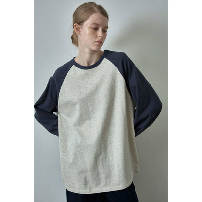 Casual Color Contrast Loose Round Neck Raglan Long Sleeve - Xmaker