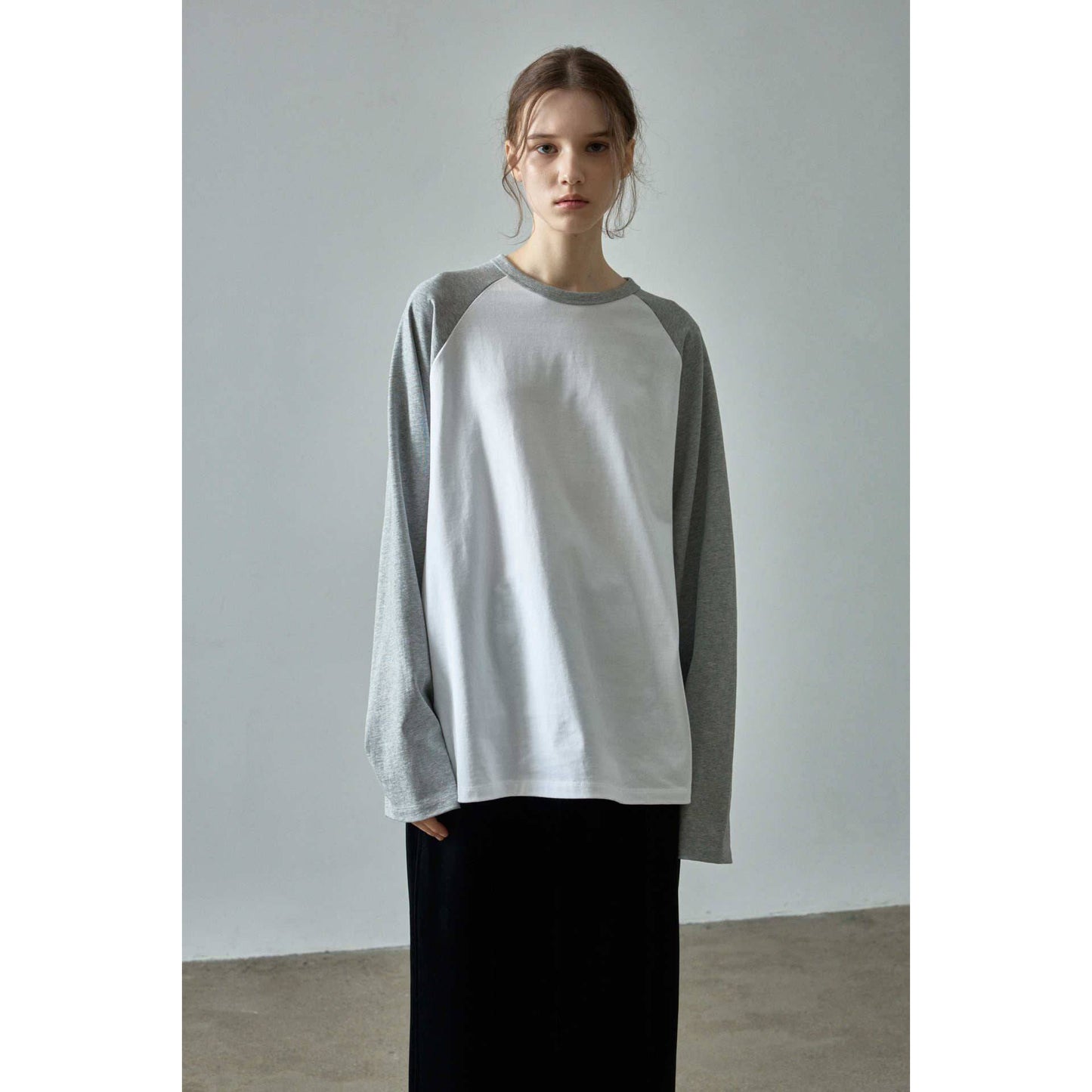 Casual Color Contrast Loose Round Neck Raglan Long Sleeve - Xmaker