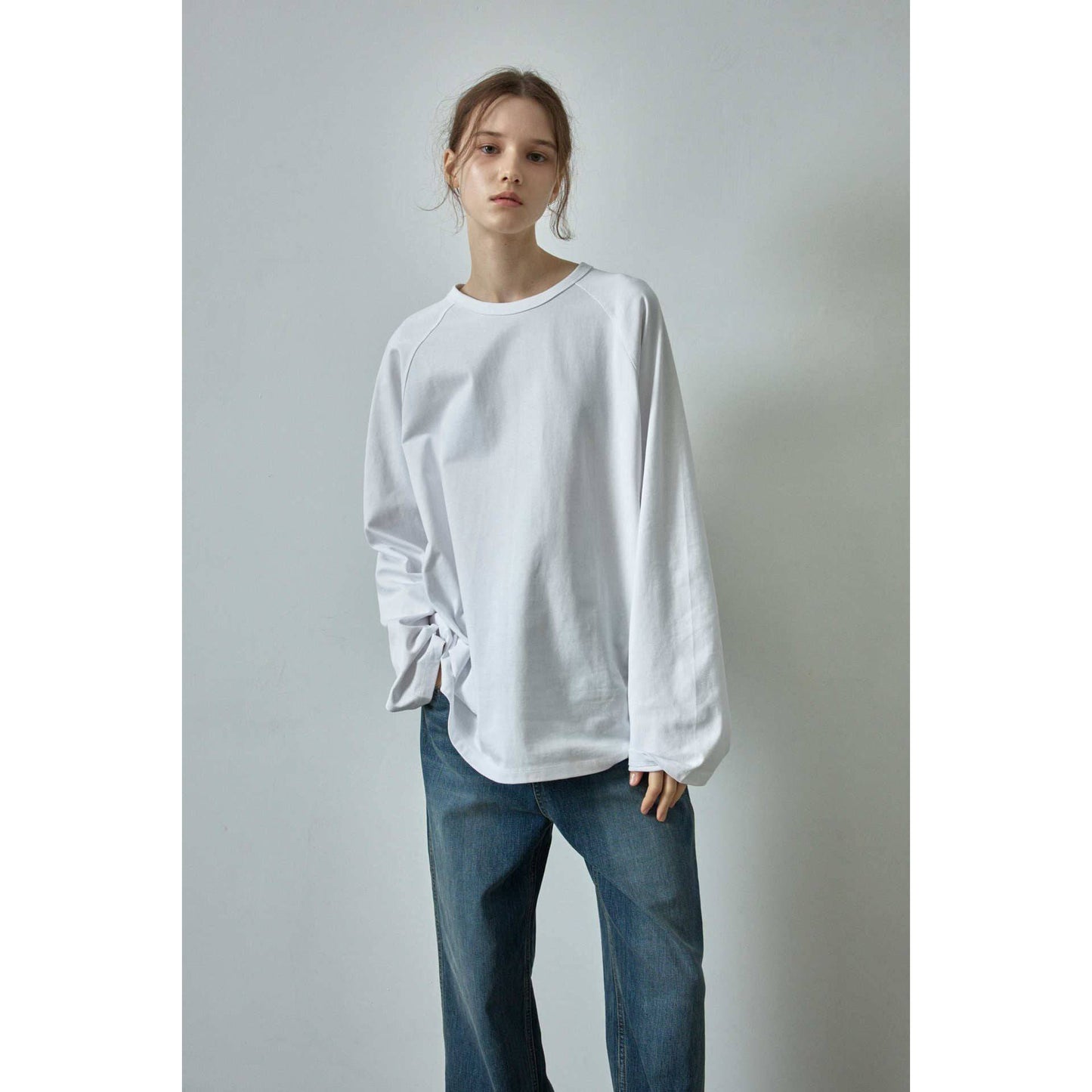 Casual Color Contrast Loose Round Neck Raglan Long Sleeve - Xmaker