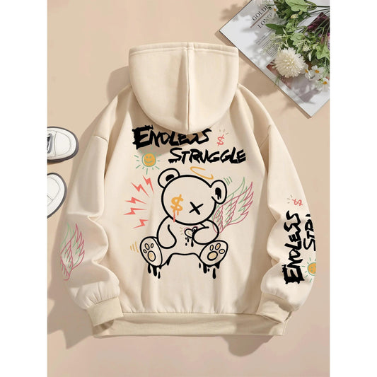 Sweatshirts Graffiti Bear Printed Hoodies Women - Xmaker