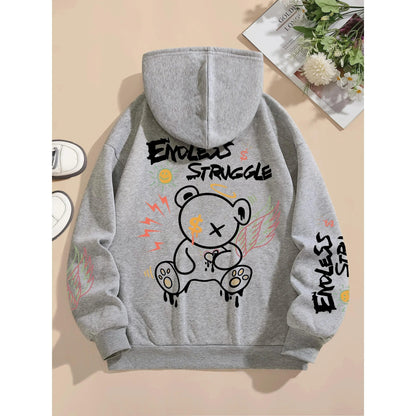 Sweatshirts Graffiti Bear Printed Hoodies Women - Xmaker