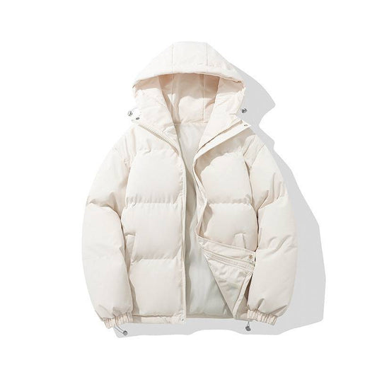 Zipper Solid Color Hooded Padded Jacket - Xmaker