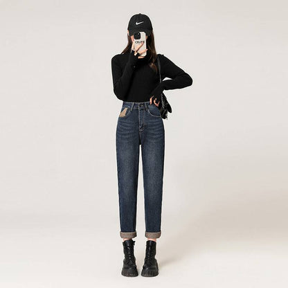 Thin Velvet Denim Harem Pants Women - Xmaker