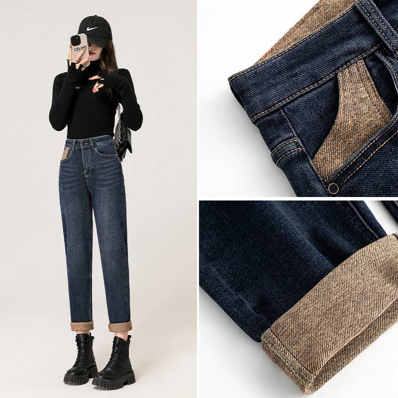 Thin Velvet Denim Harem Pants Women - Xmaker