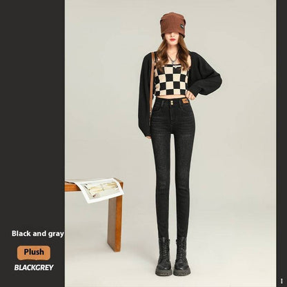 Fleece-lined Thick Jeans Women's Slim Fit - Xmaker