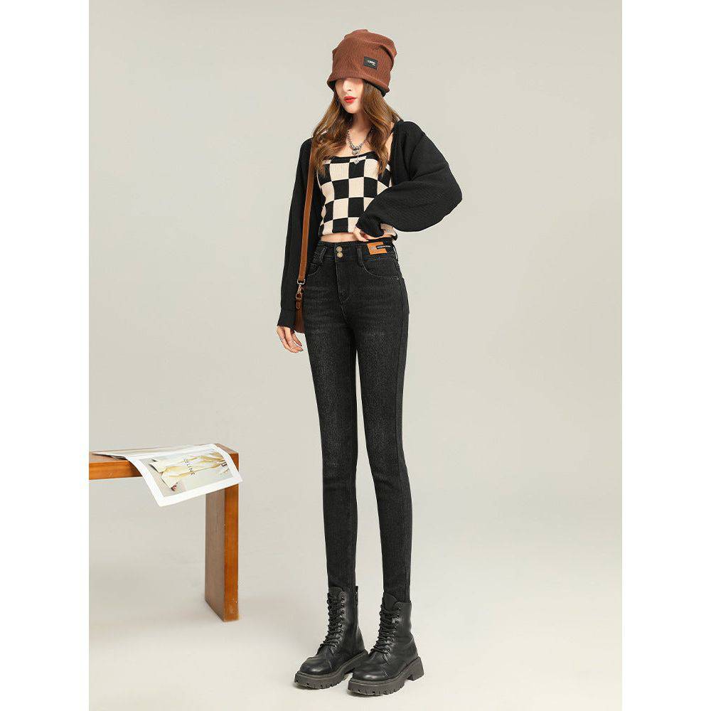 Fleece-lined Thick Jeans Women's Slim Fit - Xmaker