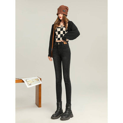 Fleece-lined Thick Jeans Women's Slim Fit - Xmaker