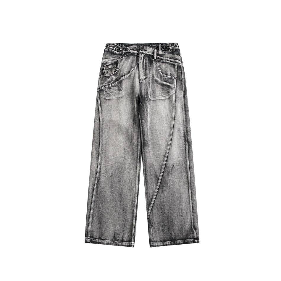 American Style Trend Vintage Heavy Washed Jeans - Xmaker