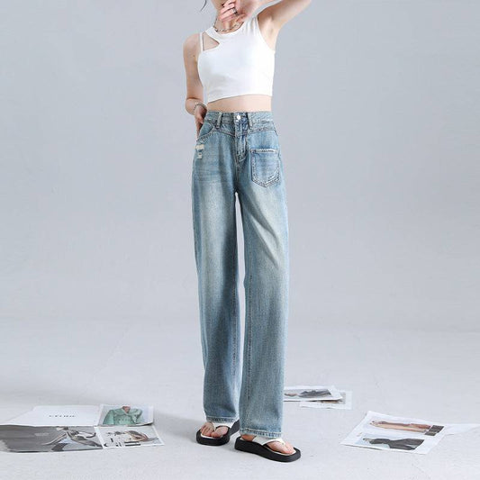 Irregular Straight Jeans For Women - Xmaker