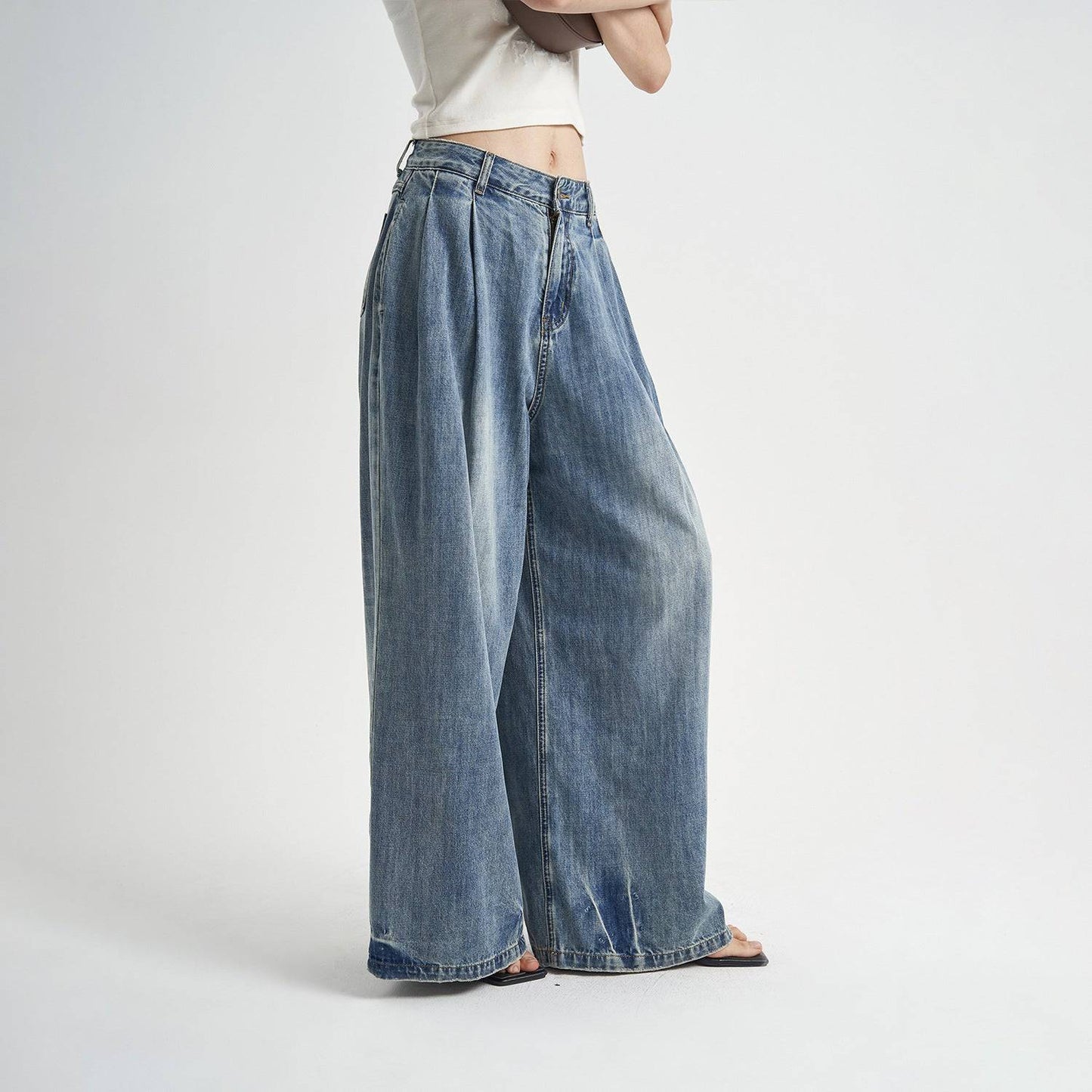 Loose Washed-out Jeans Women's High Waist - Xmaker