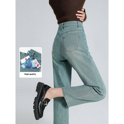 Straight-leg Pants Lyocell Cropped Primary Color High Waist Drainpipe Pants - Xmaker