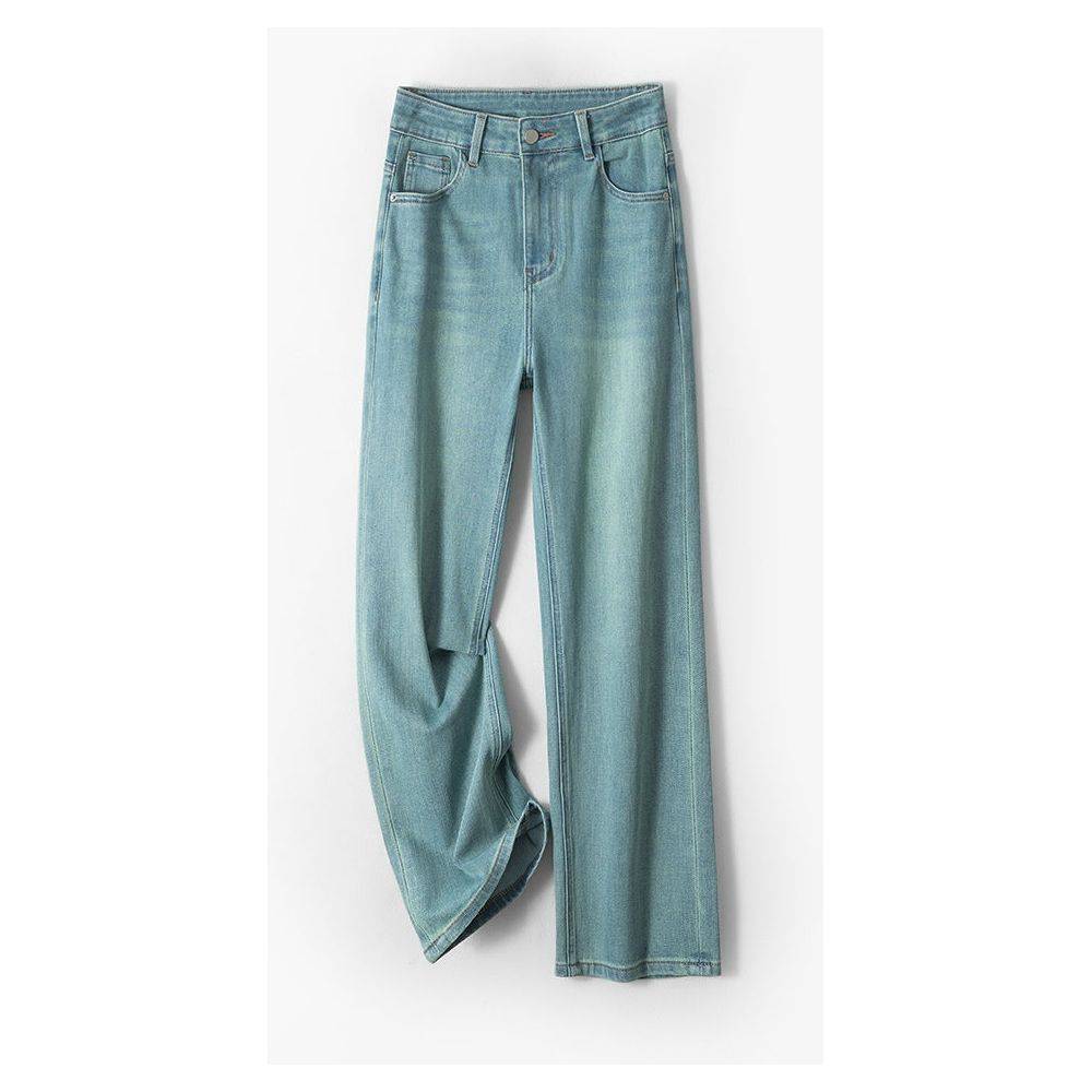 Straight-leg Pants Lyocell Cropped Primary Color High Waist Drainpipe Pants - Xmaker