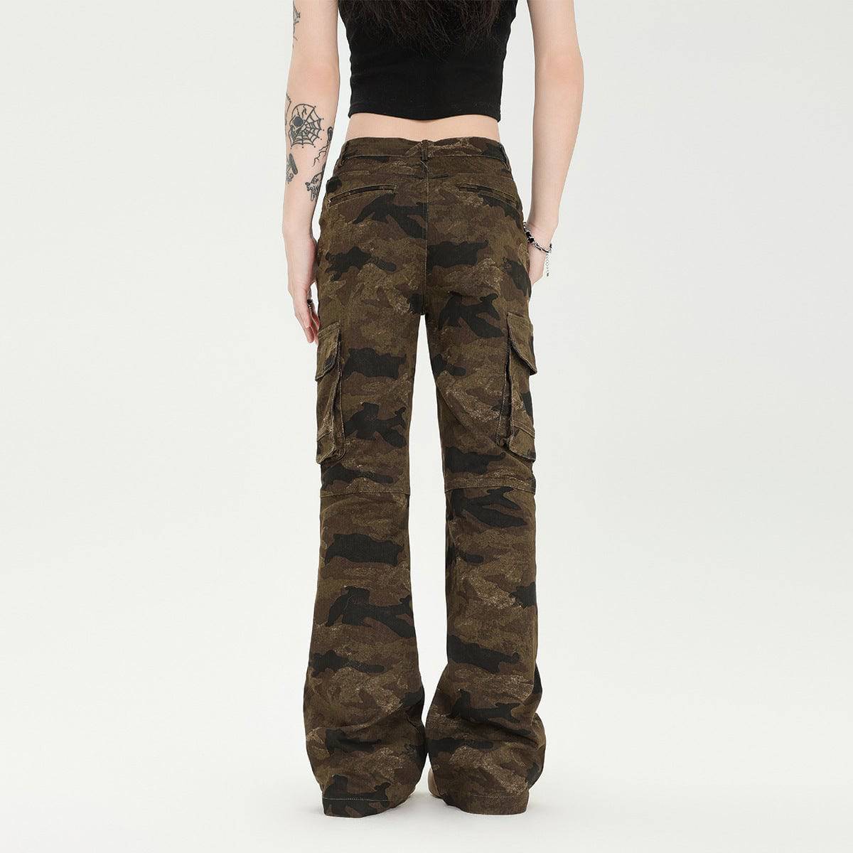 Women's Retro Slim Washed Camouflage Pants - Xmaker