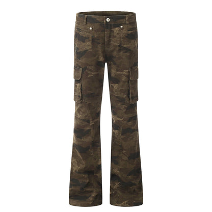 Women's Retro Slim Washed Camouflage Pants - Xmaker