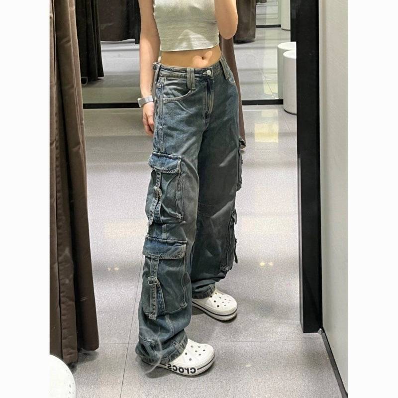 American Retro Loose Street Wide Leg Jeans - Xmaker