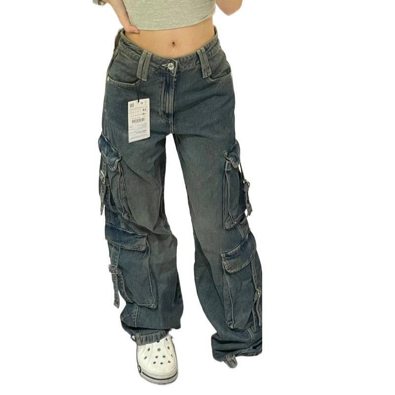 American Retro Loose Street Wide Leg Jeans - Xmaker