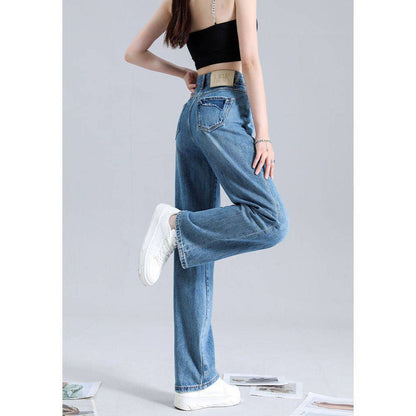 Women's Dark Blue Wide-leg Jeans - Xmaker